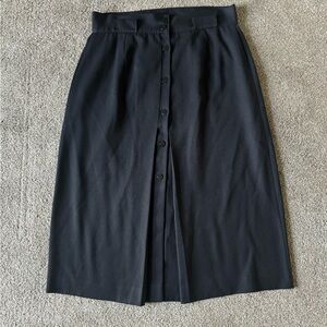 Lanzetta Sport Vintage Skirt Size 14 Midi Black Classic Buttons Front Workwear